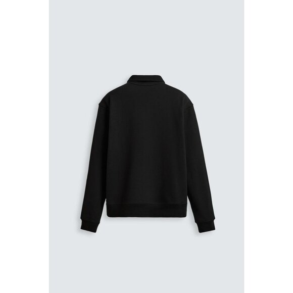 Zara Mens Sweatshirt XL Black Quarter Zip Pullover Athletic 0761/333 NWT - Picture 4 of 16